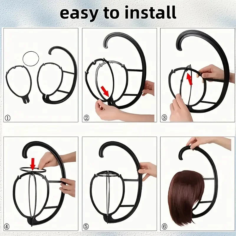 Suporte portátil para perucas, adequado para várias perucas e chapéus, essencial para moldar perucas e usar ferramentas de penteado