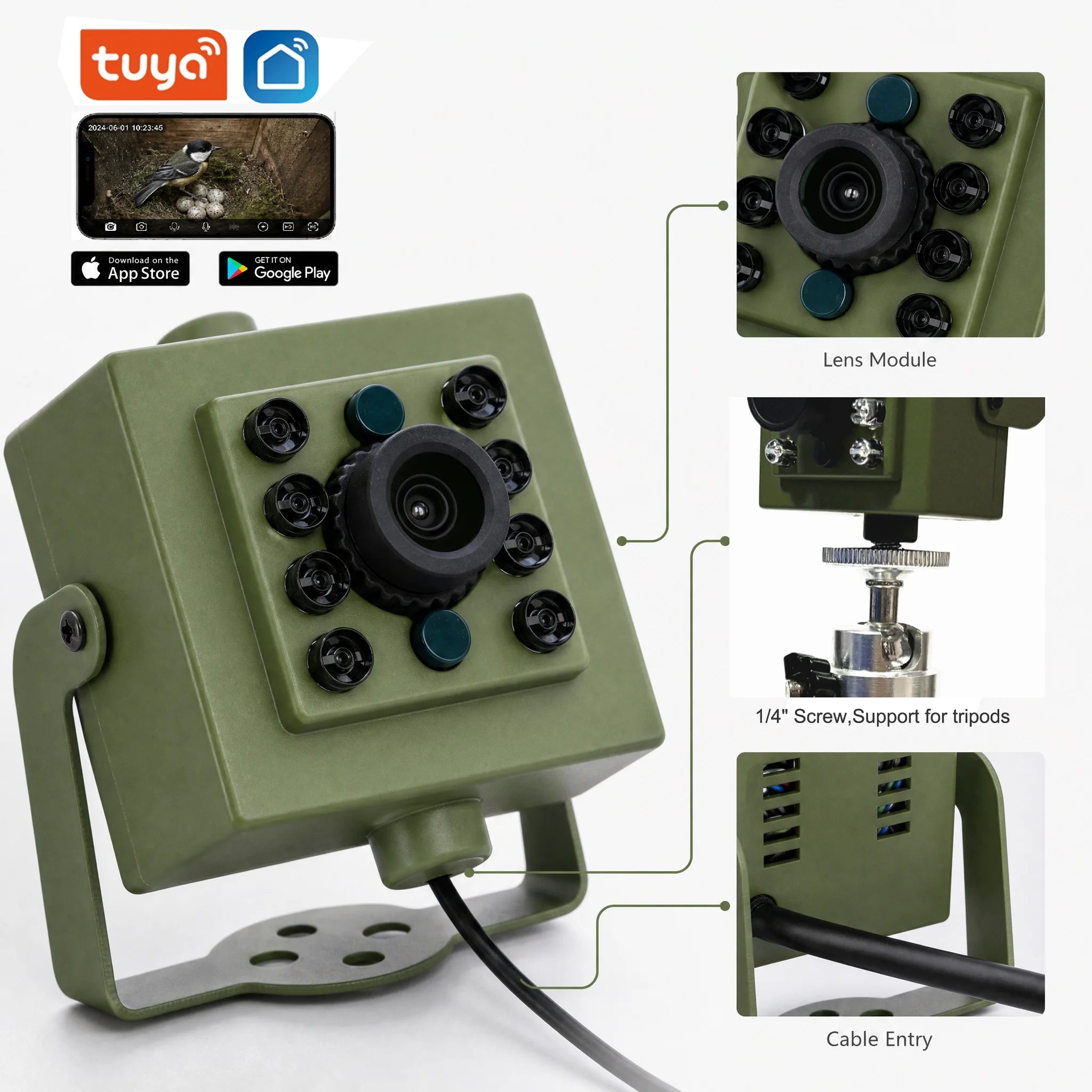 4MP Tuya Smart Bird House Camera with Night Vision