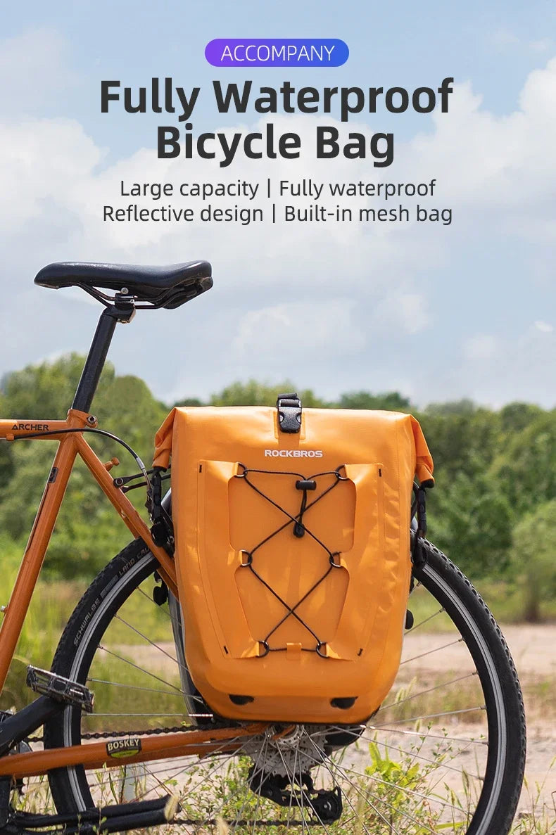 Borsa Impermeabile da 25L per Portapacchi Bici con Chiusura a Rotolo e Tasche Portaoggetti