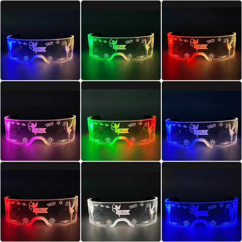 Cool Luminous Colorful LED Light Up Glasses Glowing Neon Light Flashing Party Glasses For Nightclub DJ Dance Party Decor