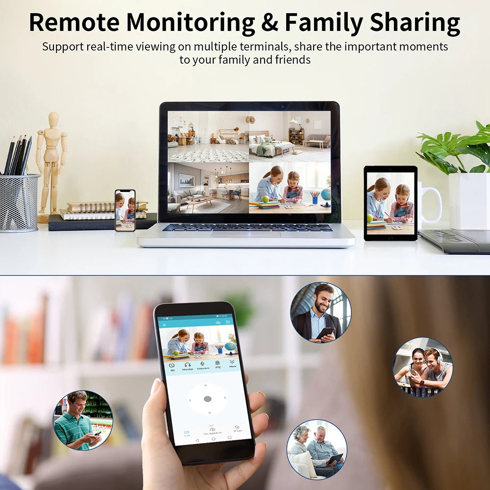 360° Indoor Security Camera with Color Night Vision & 2‑Way Audio