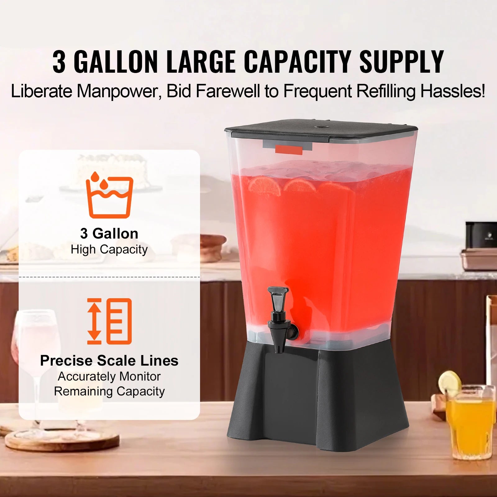5-gallon drikkedispenser med drypfri hane til fester og arrangementer