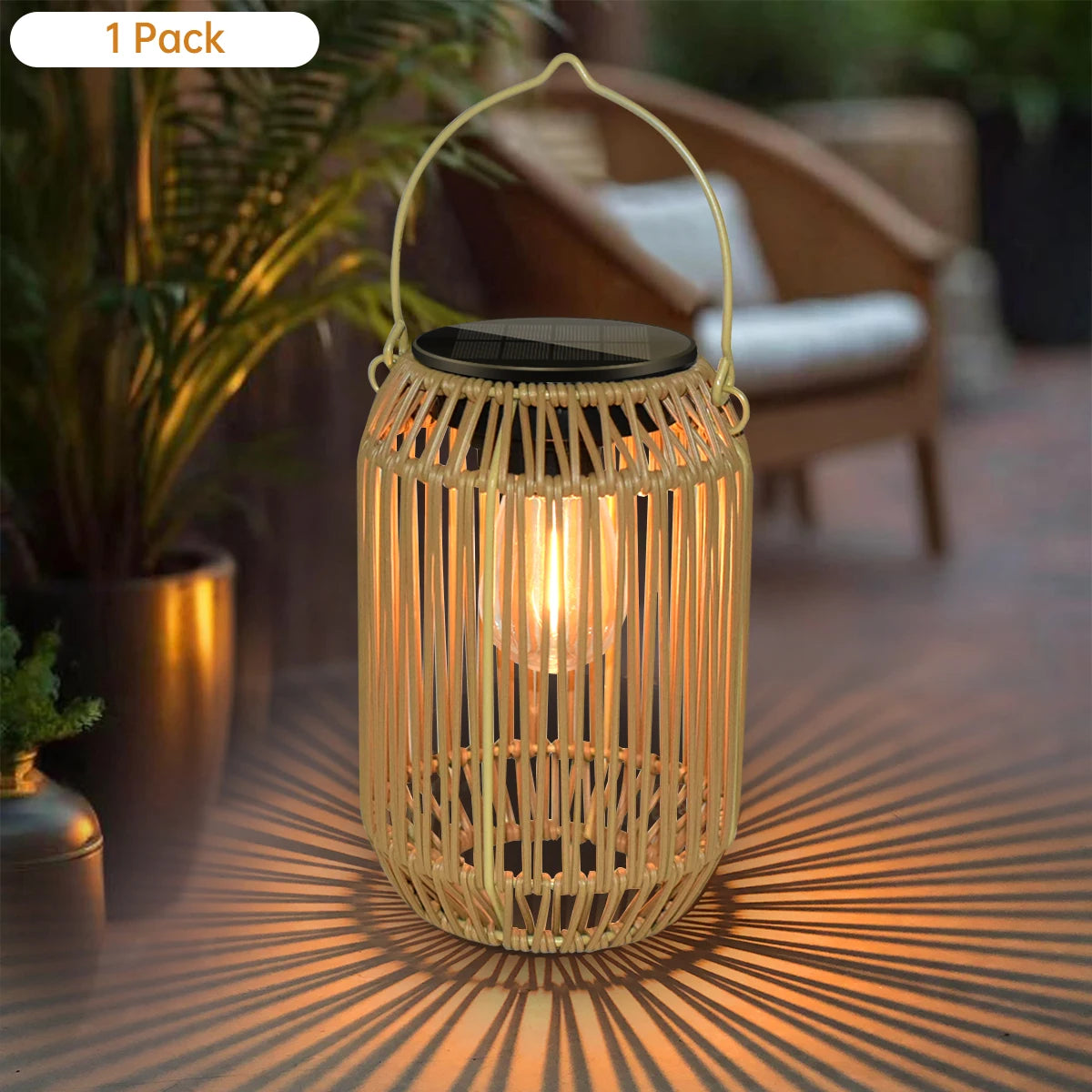Solar Woven-Style Lantern for Garden Decoration