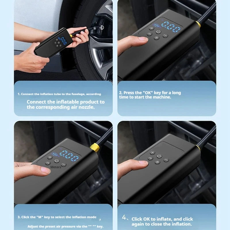 LEIBOO Portable Air Compressor for Car Tires Fast Air Pump Tire Inflator Accurate Pressure Air Pump for Motorcycle Bicycle Ball