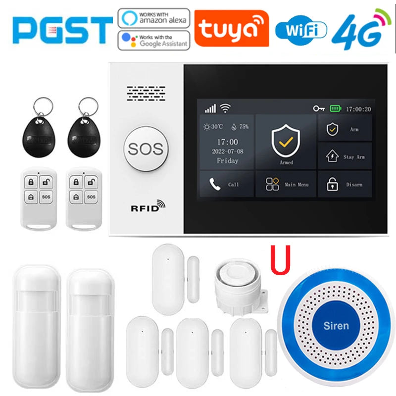 4.3-Inch Smart Home Alarm System with Touch Screen, WiFi, 4G, and Infrared Sensor