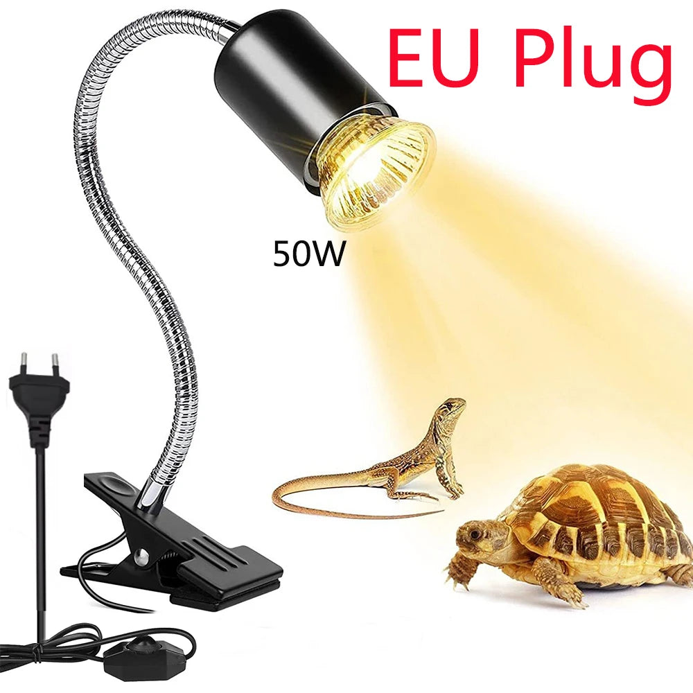 Adjustable E27 Reptile Basking Lamp, EU Plug