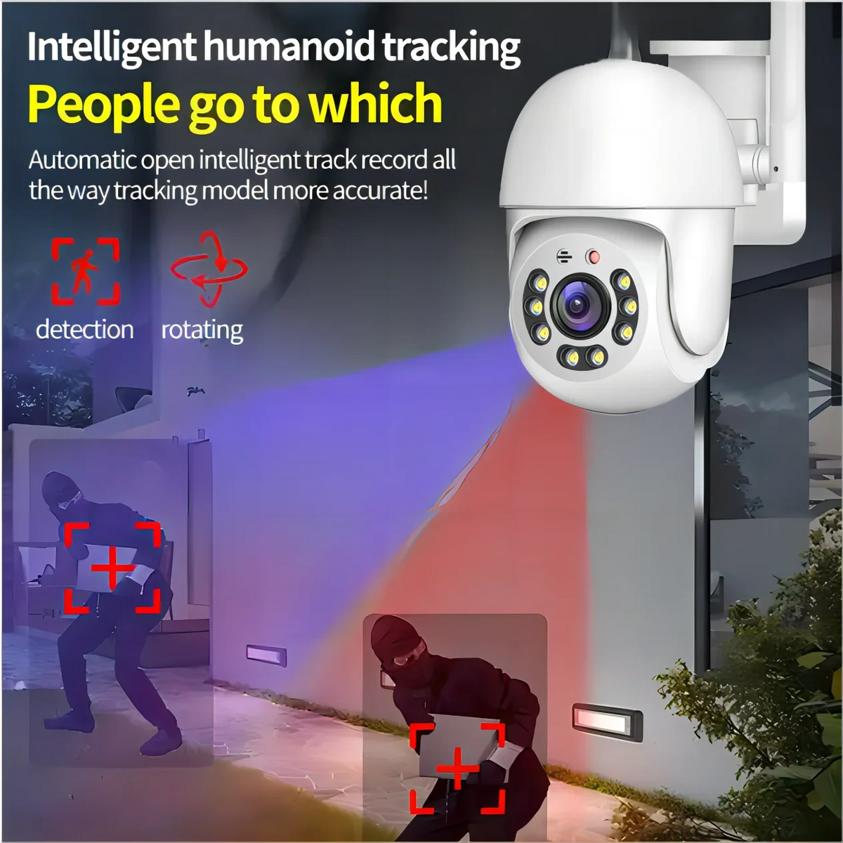4MP PTZ WiFi Security Camera Outdoor IP66 Waterproof Dual-Band