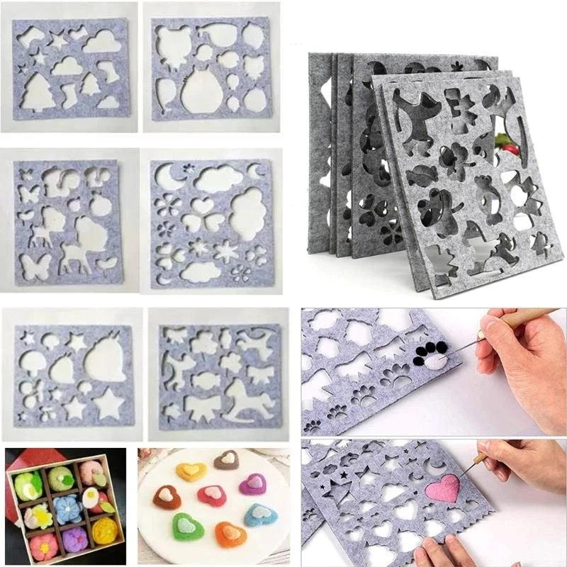 Needle Felting Appliqué Stencils, Set of 6