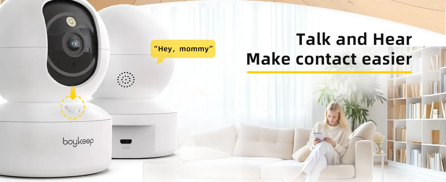 BoyKeep 3MP WiFi Indoor Security Camera with Auto Tracking