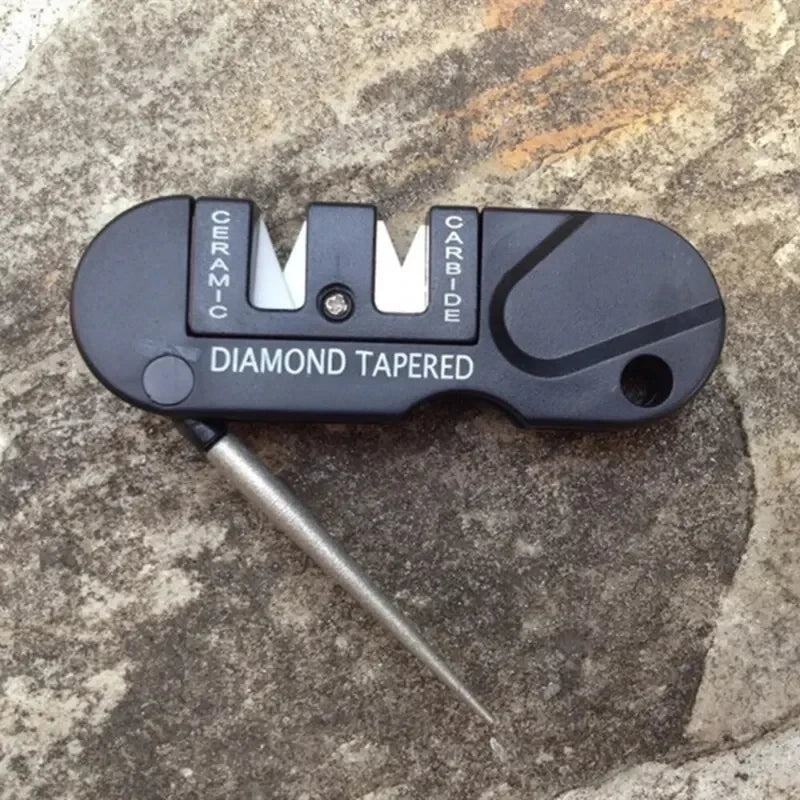 Pocket Knife Sharpener with Ceramic and Carbide Elements