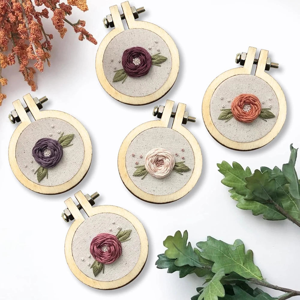 Mini Wooden Embroidery Frames, 25mm, Set of 10