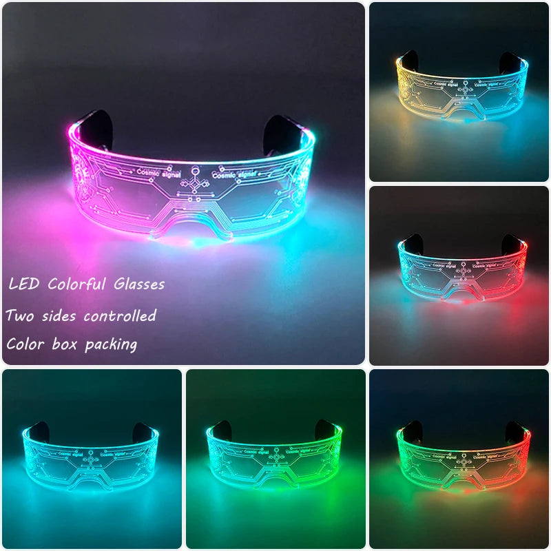 Cool Luminous Colorful LED Light Up Glasses Glowing Neon Light Flashing Party Glasses For Nightclub DJ Dance Party Decor
