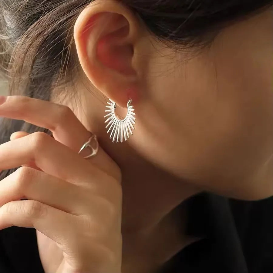 925 Sterling Silver CZ Star Moon Asymmetric Hoop Earrings