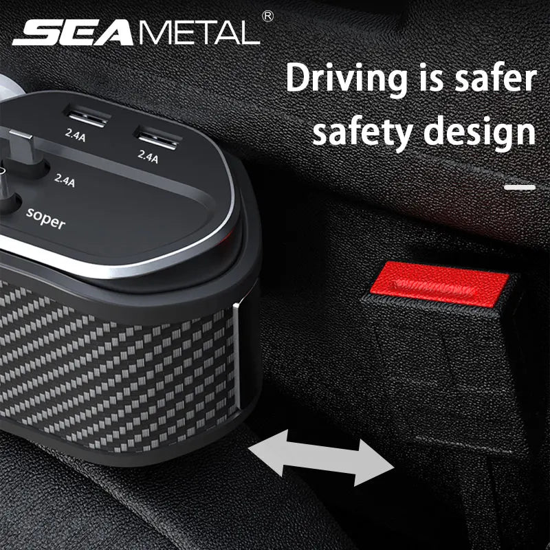 Car Seat Gap Organizer with Wireless Charging and Storage Box