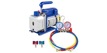 Vacuum Pump with Gauges for AC Refrigerant and HVAC Systems