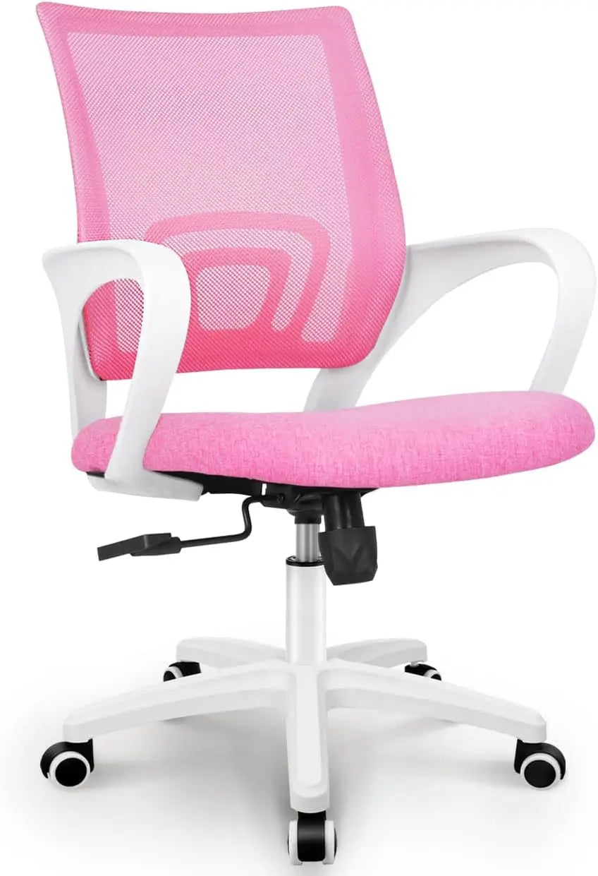 Black Mesh Office Chair with Lumbar Support, Swivel & Adjustable Height