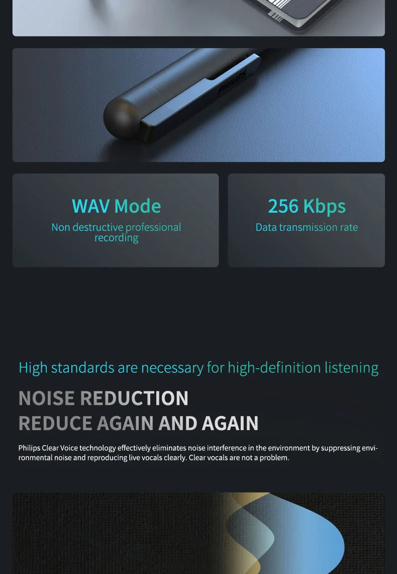 Philips 100% Original Digital Voice Recorder 16GB 64GB Smart Recording Pen Bluetooth VTR5910
Philips 100% Original Digital voiceoptager 16 GB 64 GB Smart optagelsespen Bluetooth VTR5910