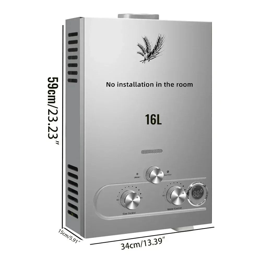 SIHAO 6L 8L 10L 12L 16L 18L LPG Portable Instand Water Heater Propane Gas LPG Wall-Mounted Tankless Water Heater Digital Display