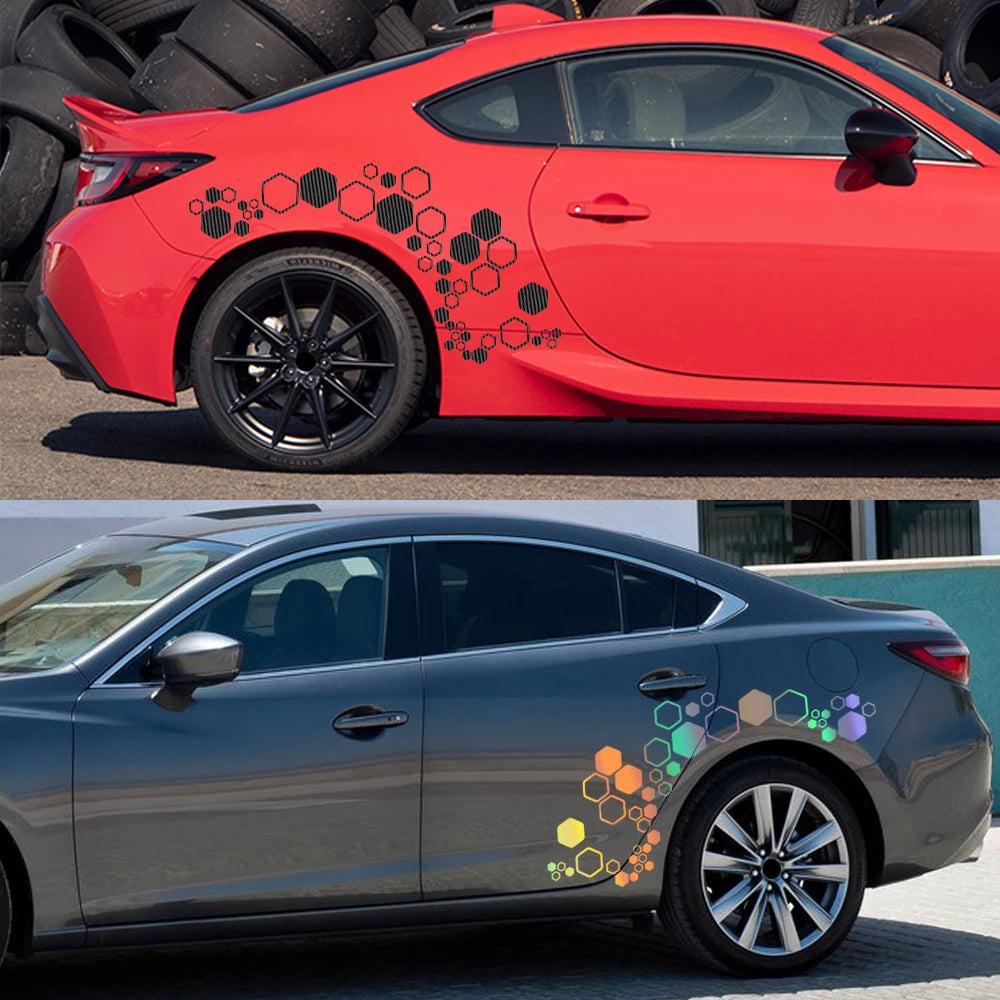 Honeycomb Hexagon Car Vinyl Decals Waterproof Polygon Stickers