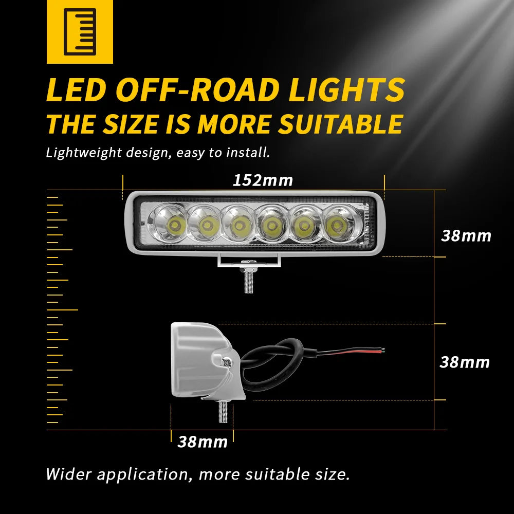 18 W LED Vehicle Work Light, 12-24 V