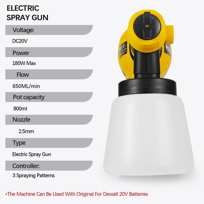 Cordless HVLP Paint Sprayer with 800ml Cup & 3 Spray Patterns
