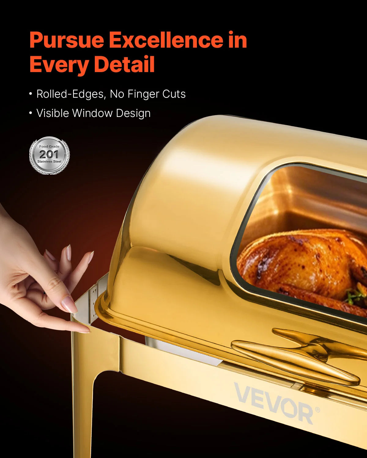 9 Quart Roll-Top Chafing Dish with Viewing Lid
