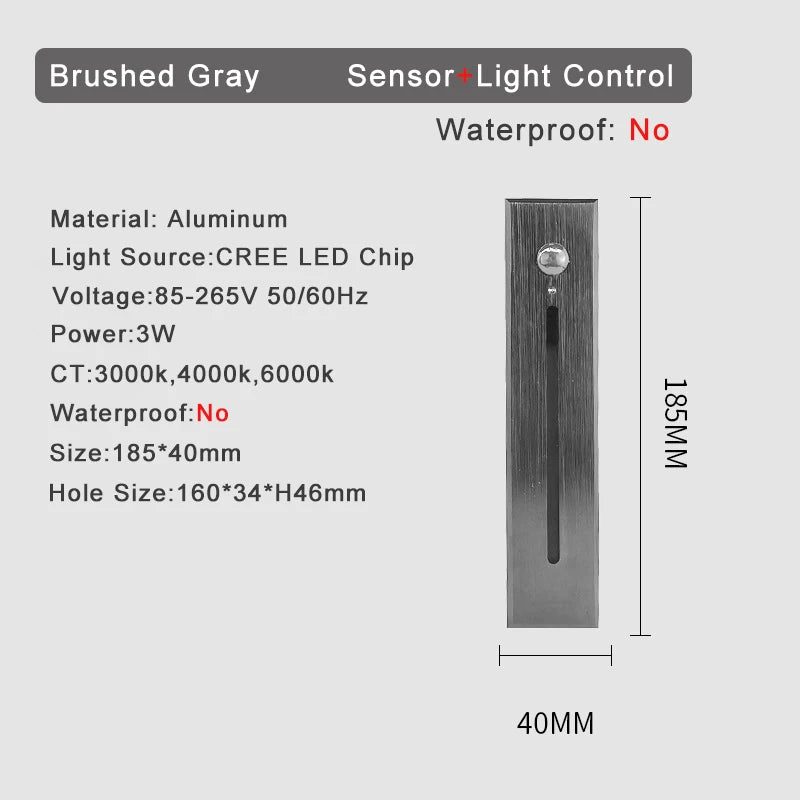 Recessed LED Stair Light - Sensor Options