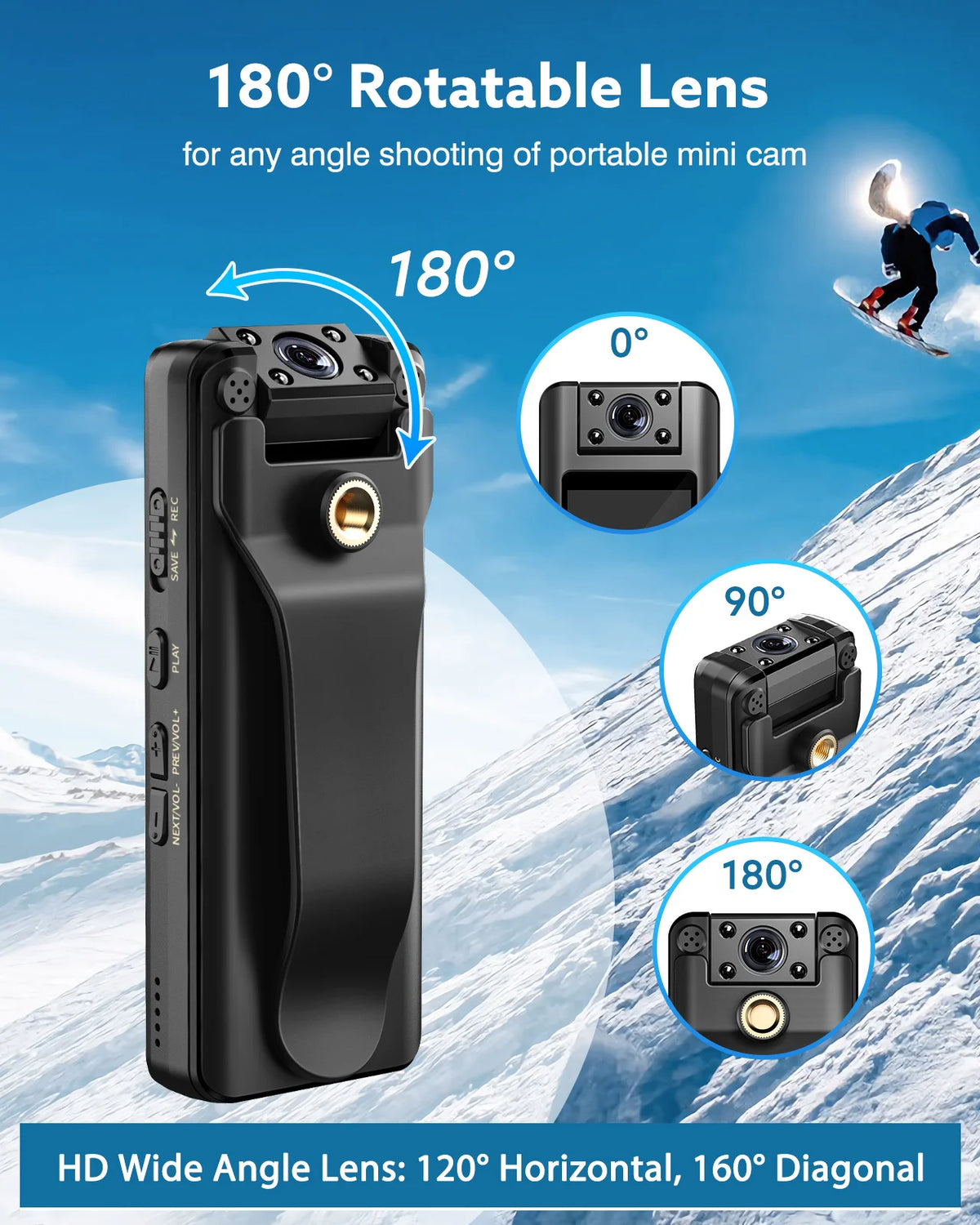BOBLOV A22 Digital Mini Body Camera 1080P Sports DV HD Screen Magnetic Night Vision Small Camera Nanny Camcorder Police