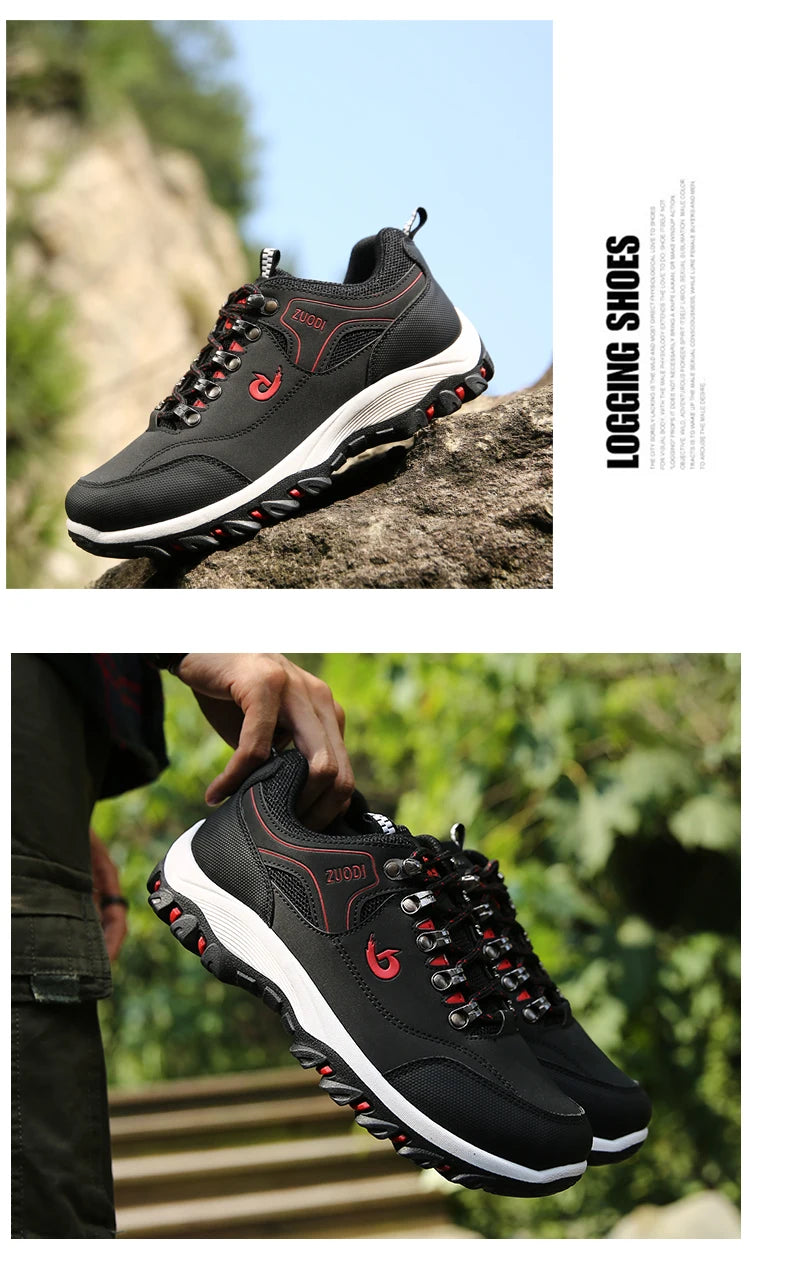 Autumn And Winter Models, Men's Waterproof Hiking Shoes, Outdoor PU Leather Sports Shoes, Wear-Resistant, Walking, Tactical