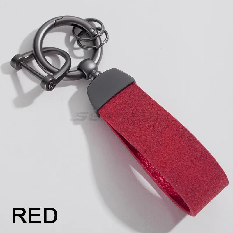 SEAMETAL Suede Car Keychain Ring Vintage Leather Zinc Alloy Key Chain Keys Holder Universal Luxury Keyring Car Accessories
