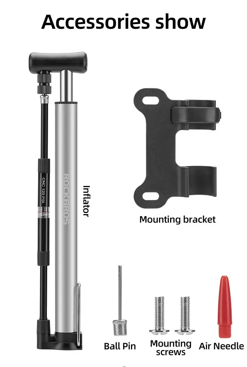 Přenosná pumpa na kolo 120 PSI s manometrem pro ventily Presta & Schrader