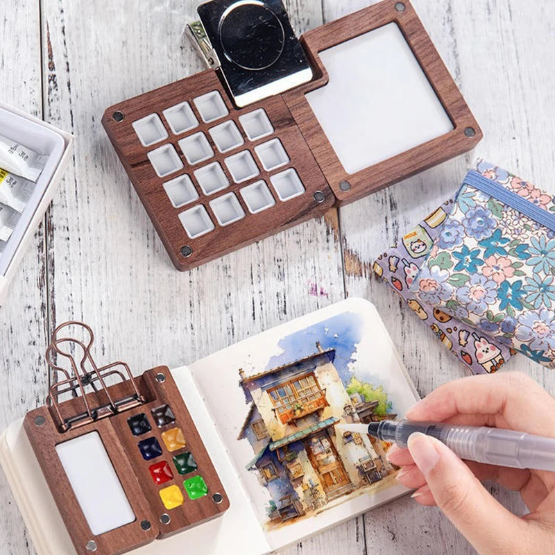 Mini Walnut Watercolour Palette