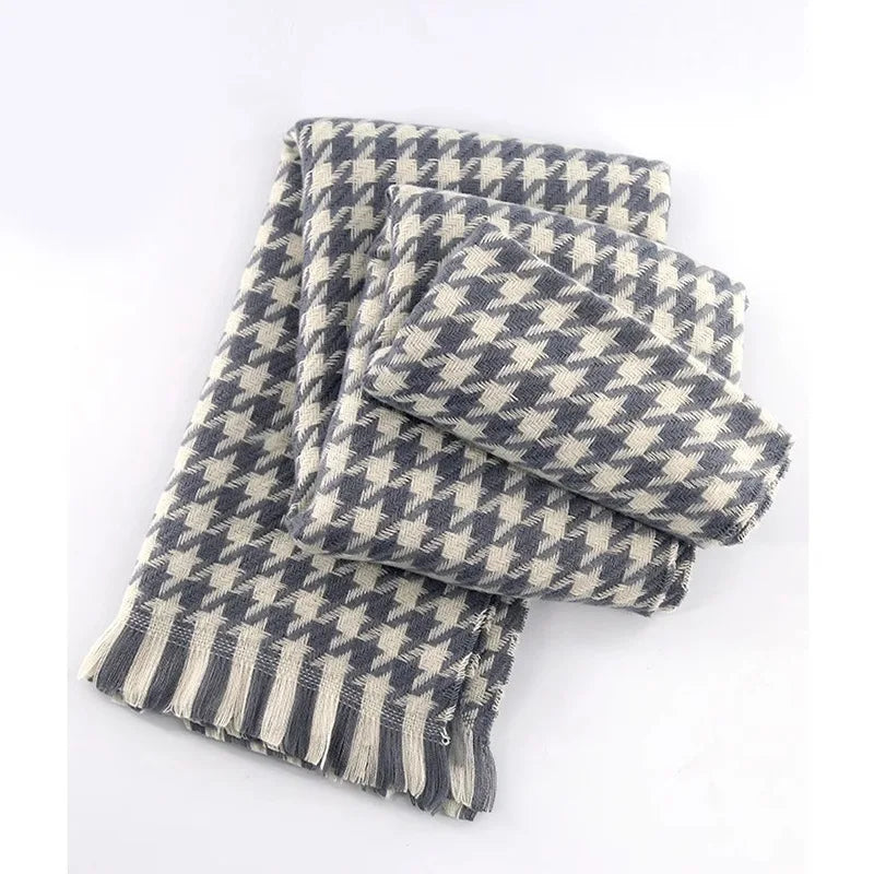 Kadın Bej Büyük Atkı – Kalınlaştırılmış Kış Şalı