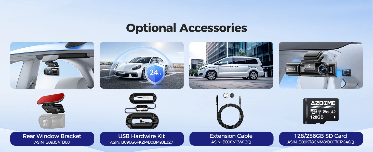 4K 3 Channel Dash Cam with WiFi, GPS, IR Night Vision and Parking Mode