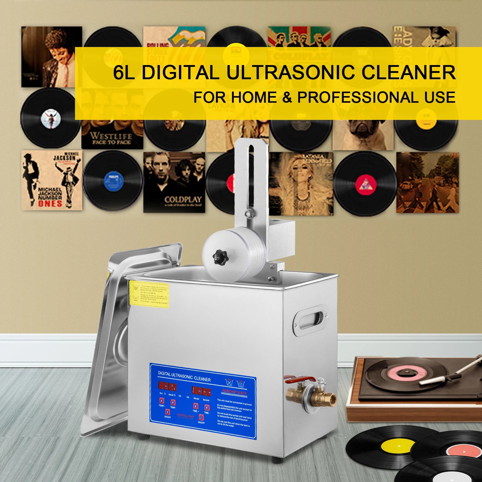 6L ultralyds vinylpladerenser med tørrestativ til 7–12" plader