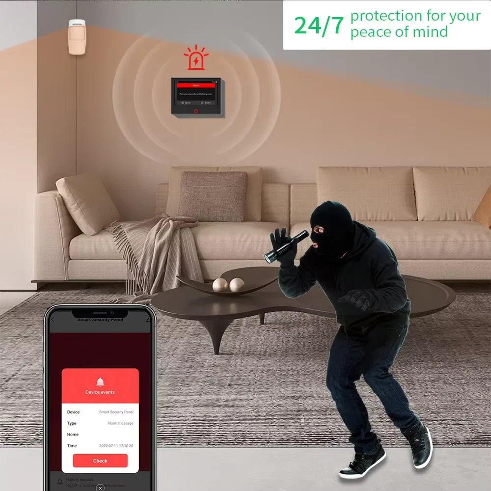 Staniot 7 inch Smart Home Security Alarm System 4G WiFi Touch Screen Built-in 5000mAh Battery Tuya Wireless Security Protection