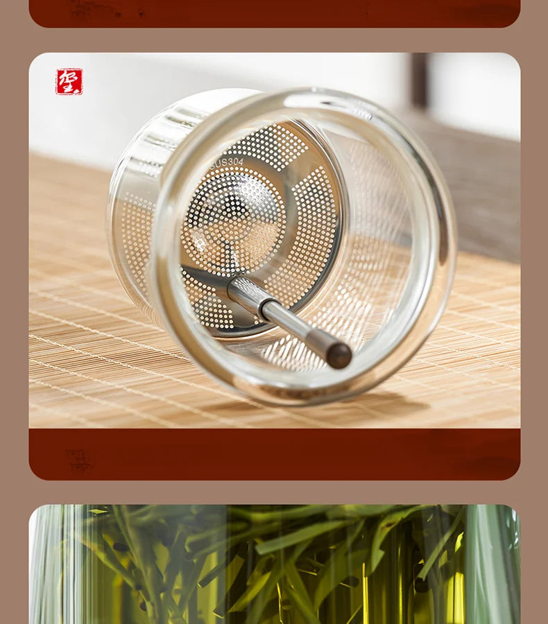 Tea Ceremony Culture Large Capacity Dividing Teacup Removable Glass Inner Tank Home Tea Water Separation Filter Teacup