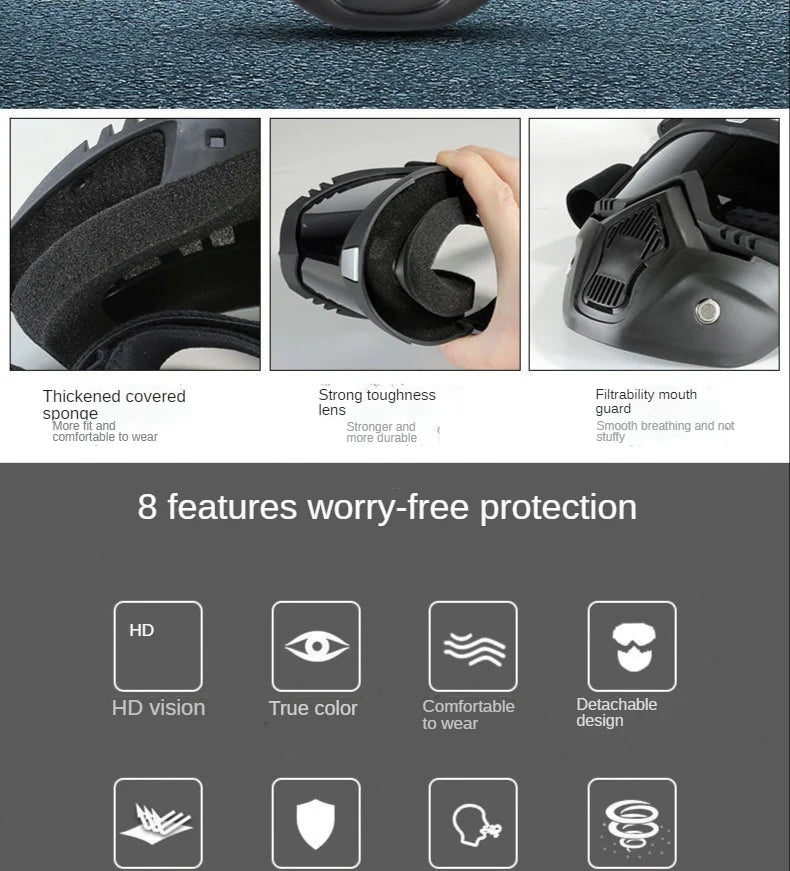 Goggles Full Face Hd Transparent Fog-proof Sand-proof Electric Welding Protective Glasses Versatile Breath-proof Windproof Mask