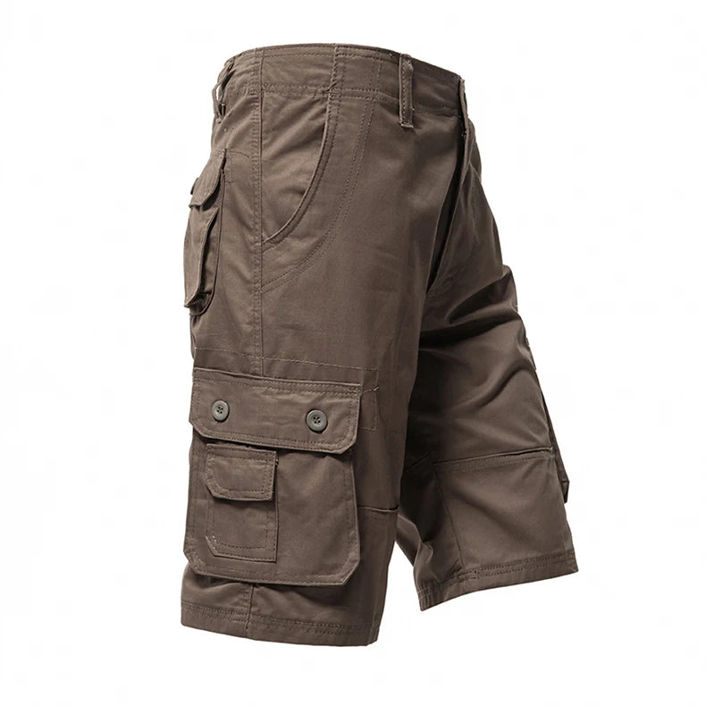 Shorts cargo en coton pour homme, longueur genou, coupe ample, style streetwear