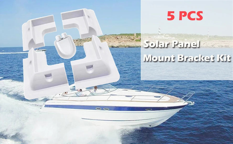 Solar panel ABS plastic mounting bracket with 5 non drilling corner kits, RV marine flat top camper and caravan installation