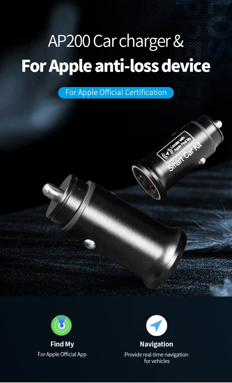 Universal Mini Car Charger Cigarette Lighter USB Type-C Adapter Hidden GPS Locator Track For IOS Apple System Find My