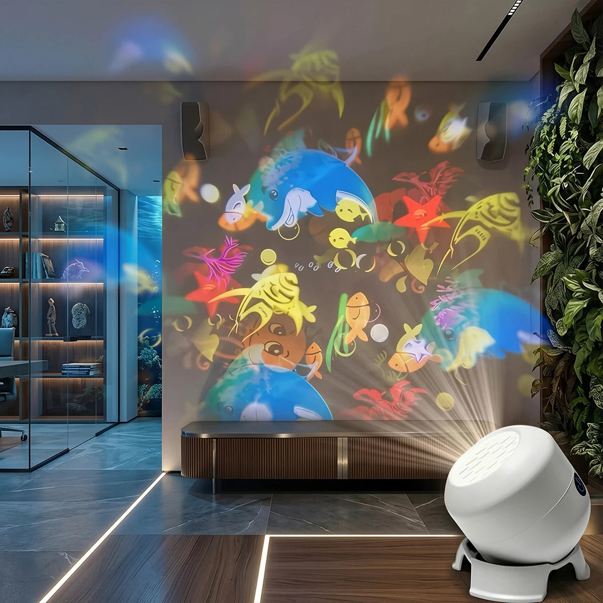 LED Ocean Projector Night Light, 360-Degree Rotating