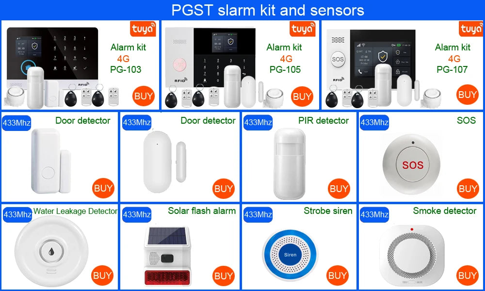 PGST home alarm system, door detector, outdoor solar alarm, door and window/motion sensor, 433MHz, GSM, wireless, anti-theft