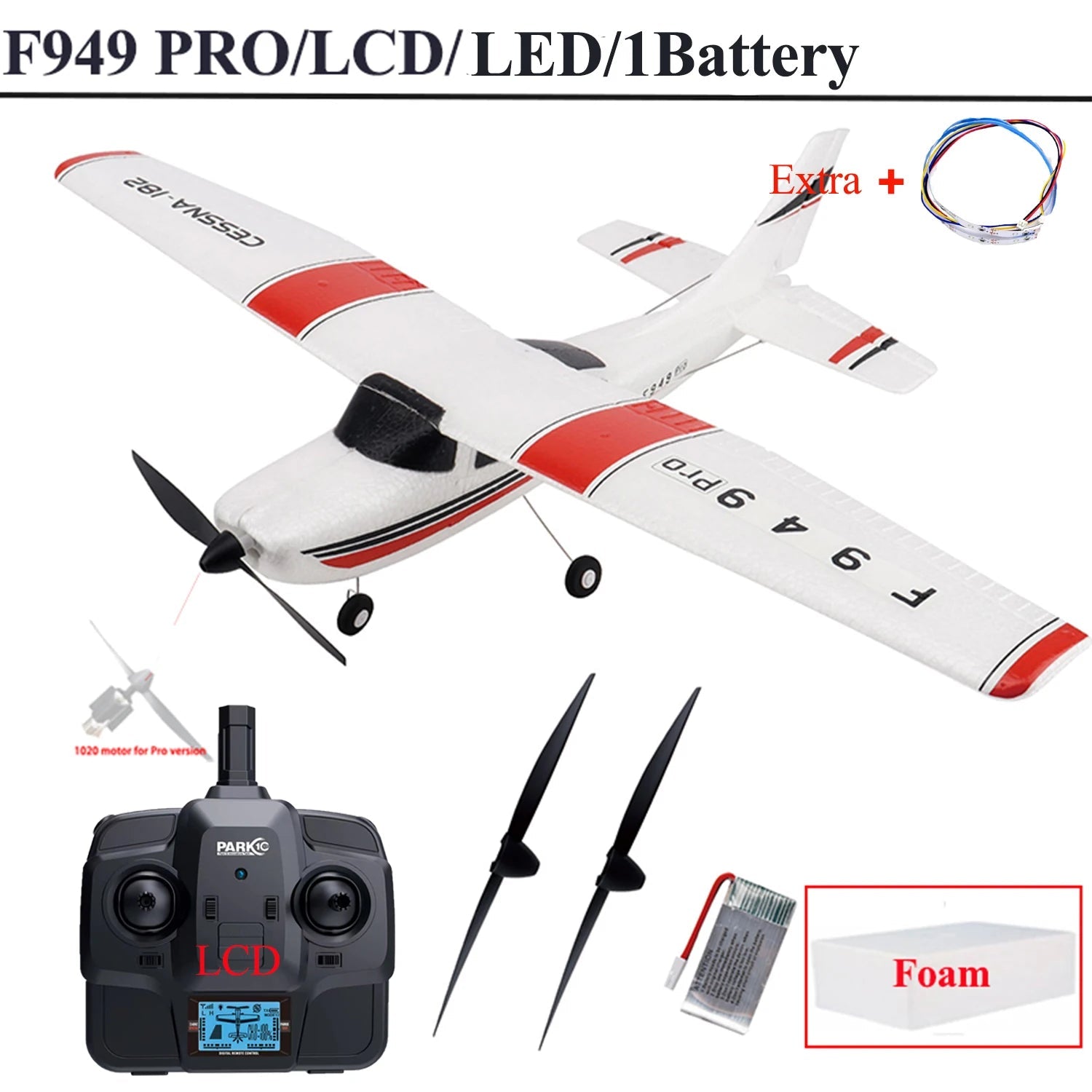 【C0】WLtoys 2.4G F949 LCD Version RC Airplane Cessna 182 3D6G 3Ch Fixed Wing Plane Outdoor Drone RTF With Gyroscope And Night