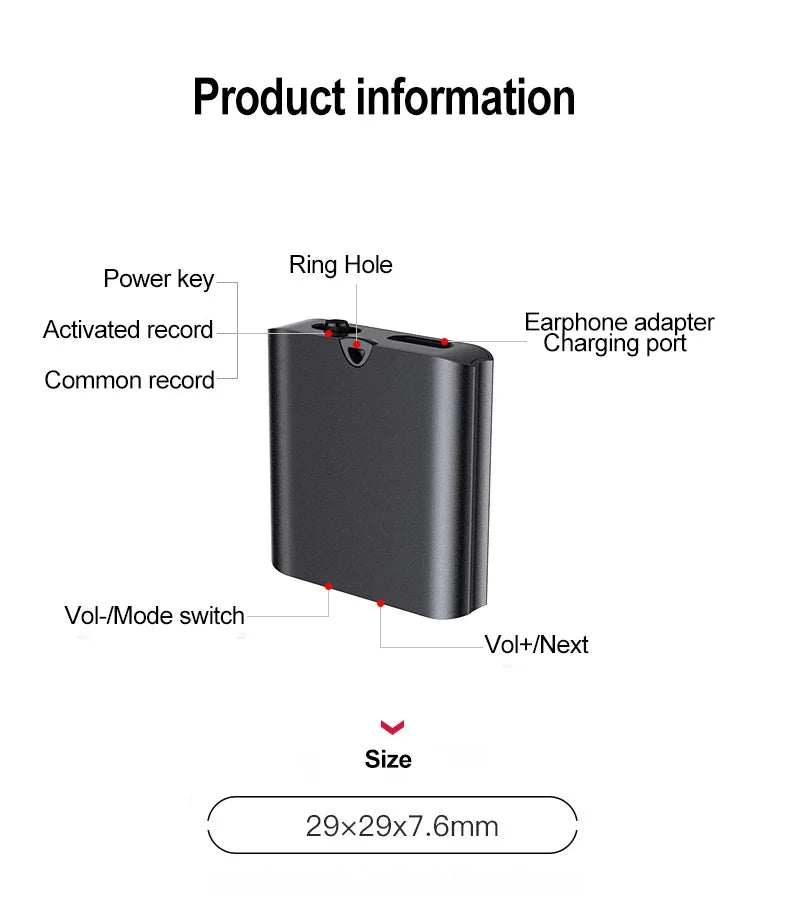 Registratore vocale mini magnetico USB Dictaphone