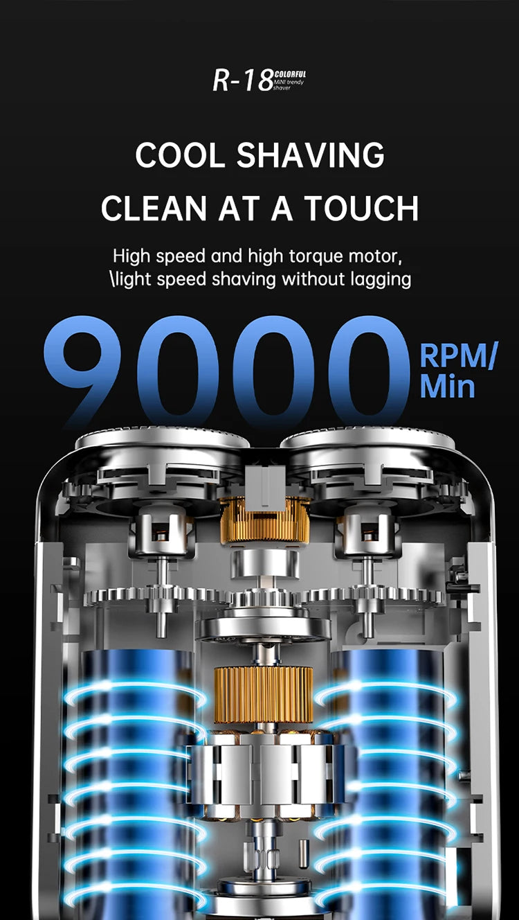 Mini Electric Shaver with Dual Blades & Digital Display