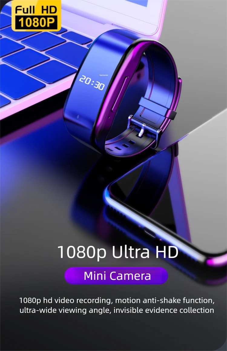 1080P mini hodinky s kamerou na zápästie a 3-hodinovým záznamom