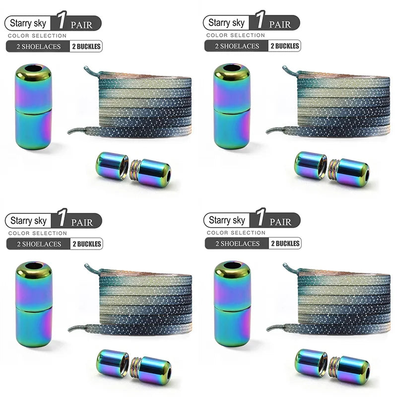 1Pair/2Pairs/4Pairs No Tie Shoe Laces Colorful Buckle Shoelaces Pearl Light Colorful Fashion Without Ties Elastic Laces Sneaker