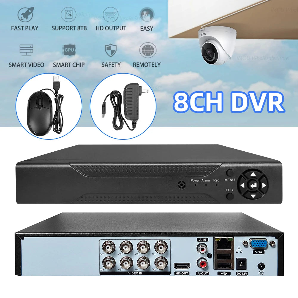 8-kanals H.265 DVR-inspelare för CCTV-system med rörelsedetektering