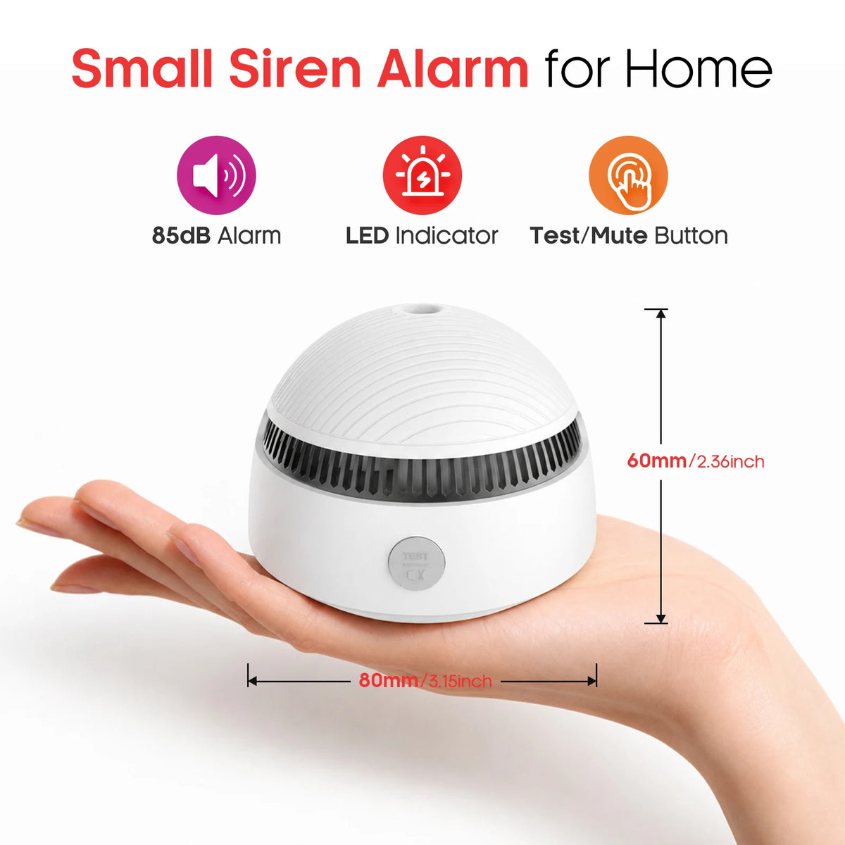 DC 3V Smoke Detector 85dB Self-check Function 10-Year Sensor Lifespan Battery Powered Smoke Alarm Hallway Garage Apartment Security